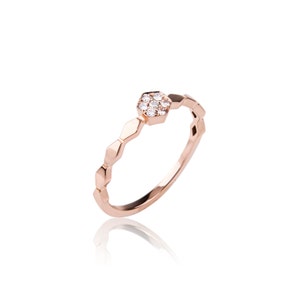 Honeycomb Ring, Bee Ring, Hexagon Engagement Ring, Alternative Engagement Ring, Diamond Ring, Hexagon Ring, Thumb Ring, Signet Ring