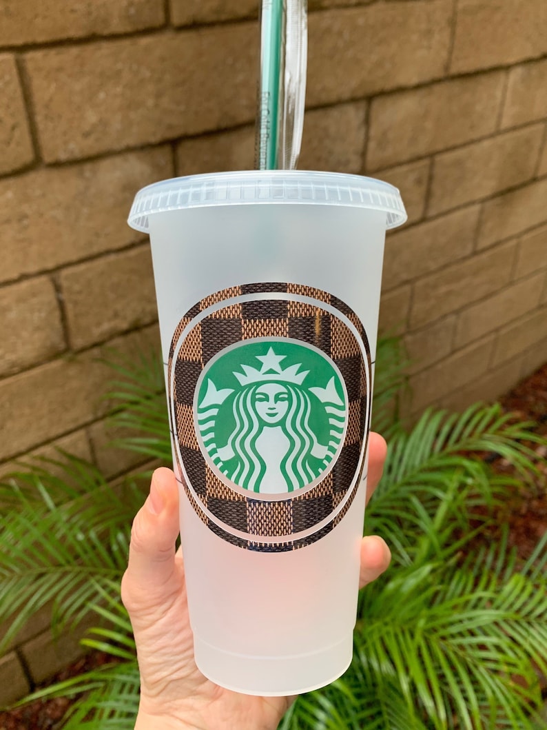 Starbucks Cold Cup Decal Designer Inspiration Brown Checker Etsy