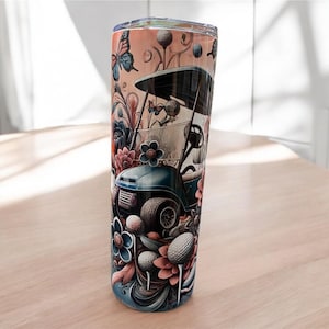 Tumbler Golf Golfwagen Mädchen Frauen Edelstahl 20 Unzen Geschenk für ihren Geburtstag Feier Sport im Freien Spaß Golf Mädchen