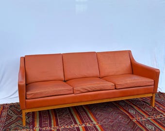 Danish Modern Leather Sofa