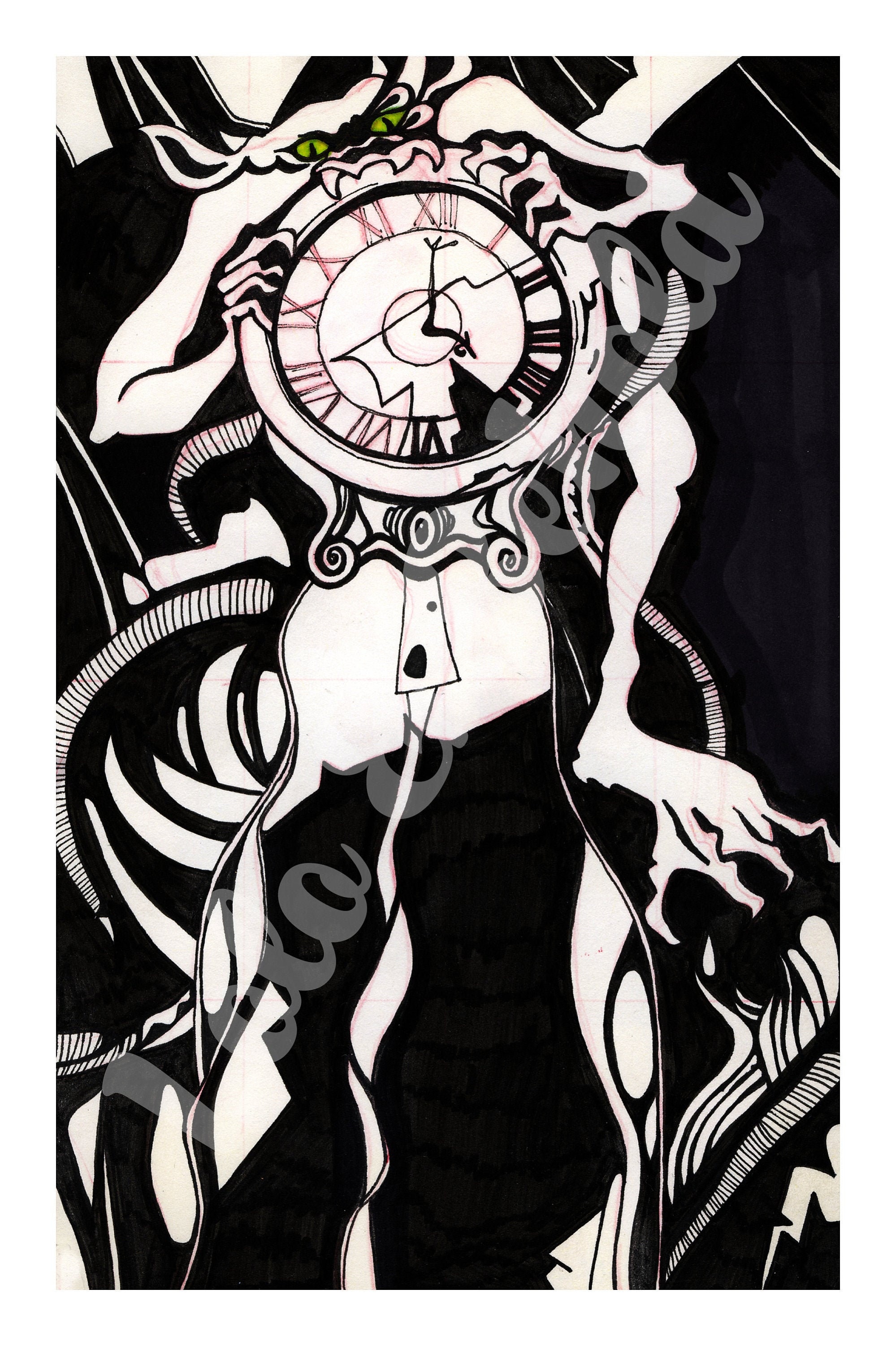 Demon Clock | 8x12 Art Print - Etsy