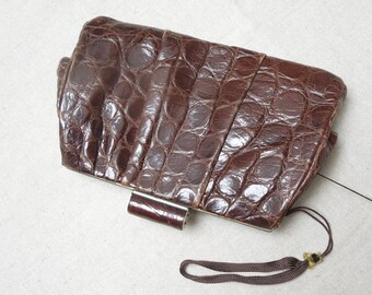 Art deco 1930's vintage buttery soft Alligator clutch