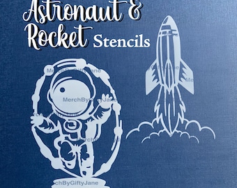 Space Stencil Set | Astronaut Floating & Rocket Launch | Galaxy Stencil for Sourdough | 2 Pack or Single