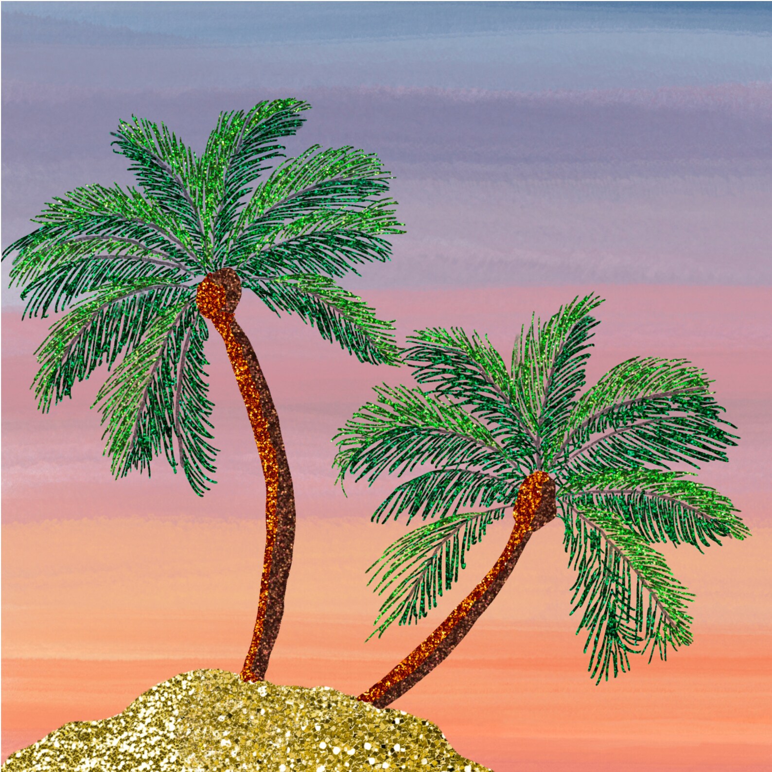 Palm Trees Beach Scene Art Beach Art Printable Coastal Theme Etsy