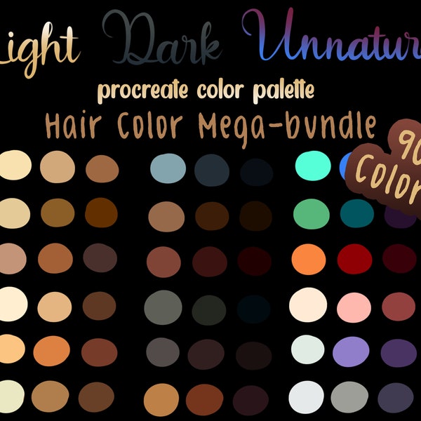 Hair Colors Procreate Color Palette Mega Bundle