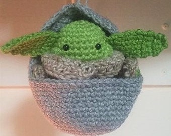 PATTERN - Crochet Baby Alien in Crib Ornament