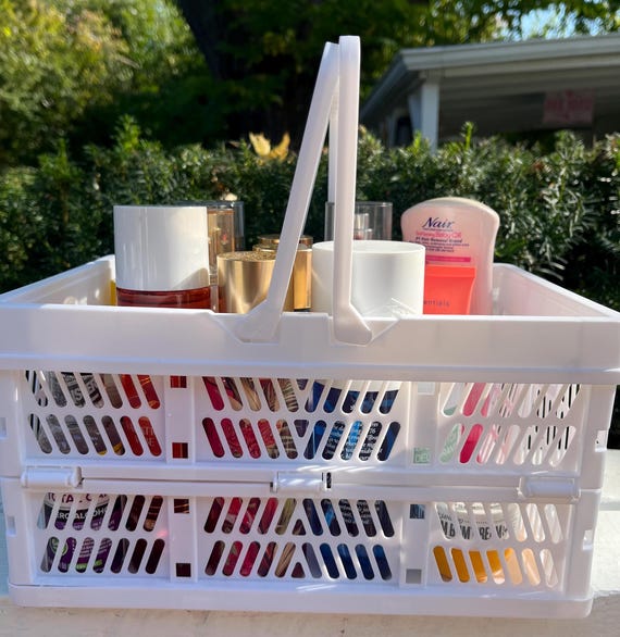 Collapsible basket, Stackable, Durable, Storage bin, Mini shopping cart. WHITE OR GREEN, Great gift idea!
