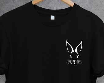 Cute bunny t-shirt, cute rabbit tee, bunny rabbit pocket top, bunny gifts, rabbit gifts.Unisex T-shirt.Gift For Her, gift for him.