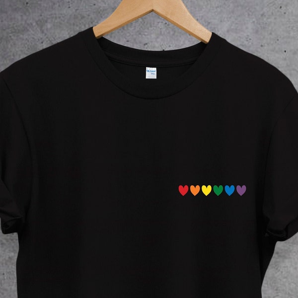 Regenbooghartshirt, T-shirt in zakformaat. Perfect cadeau. LGBT tee, Pride Rainbow Heart T-shirt, Pride Shirt. Unisex-T-shirt.