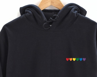 Rainbow Heart Hooded sweatshirt. Perfect gift. LGBTQ, Pride Rainbow Heart Hoodie, Pride Hoodie. Unisex Hooded sweatshirt gift for him or her