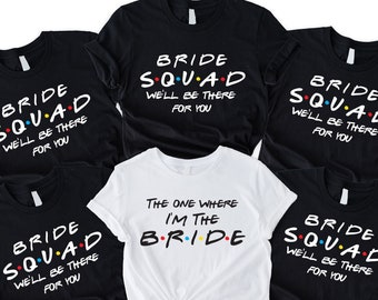T-shirt Bride and Bride Squad, enterrement de vie de jeune fille et demoiselle d'honneur, cadeau de proposition, chemises Bachelorette, chemise Squad, Bride Squad-Brida.