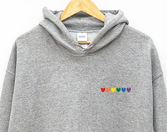 Rainbow Heart Hooded sweatshirt. Perfect gift. LGBTQ, Pride Rainbow Heart Hoodie, Pride Hoodie. Unisex Hooded sweatshirt gift for him or her