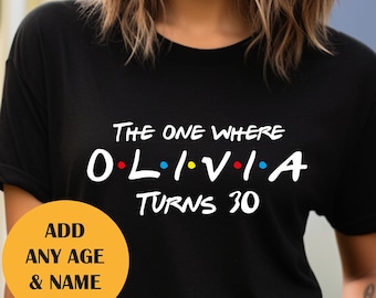 Custom Birthday T shirt   ,The one where "name"   turns  any "age"  18 20 21 30 40 50.  Custom birthday gift, Perfect Gift. Birthday shirt.