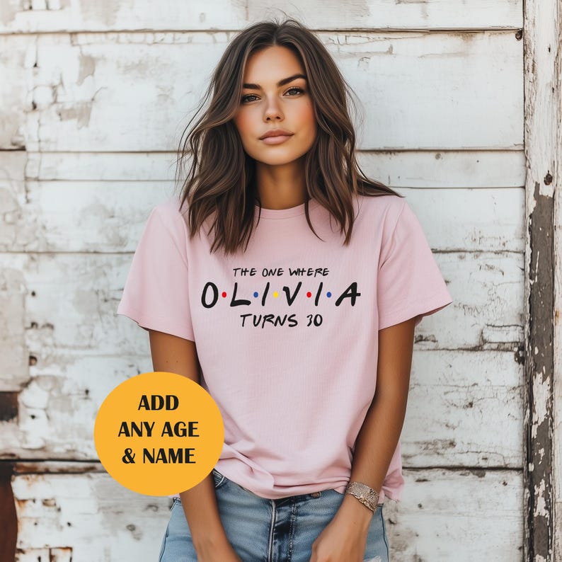 Custom Birthday T shirt ,The one where "name" turns any "age" 18 20 21 30 40 50. Custom birthday gift, Perfect Gift. Birthday shirt. Pink, black print