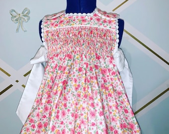 Smocked Floral Baby Dress Set: Vintage Inspired Toddler Outfit