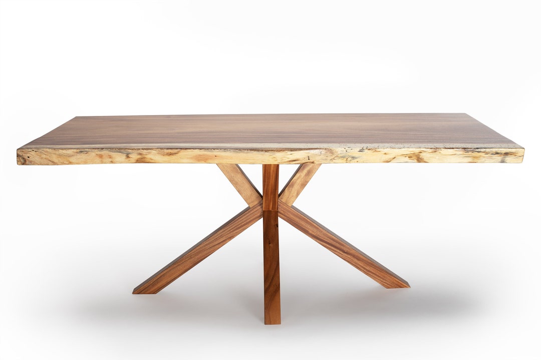 Exotic Wood Dining Table With Pedestal Base Etsy