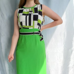 Vintage 90s Retro Dress 1960s look with a 90s feel. Chartreuse skirt, Full Length, slightly higher waste, Gorgeous image 3
