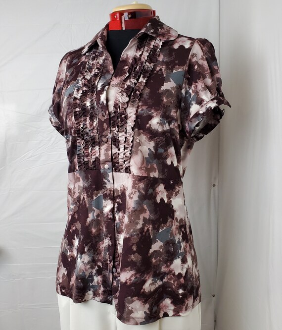 WildThreadRevival Vintage.Retro.A Gorgeous Sweet Little blouse.90's Reitmans Brand.sz xl.browns.purples.pink.white
