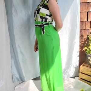 Vintage 90s Retro Dress 1960s look with a 90s feel. Chartreuse skirt, Full Length, slightly higher waste, Gorgeous image 7