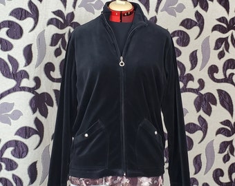 Black Velour Womens sz 10-12 Vintage Jacket, really good vintage confition. zipper closure. so soft
