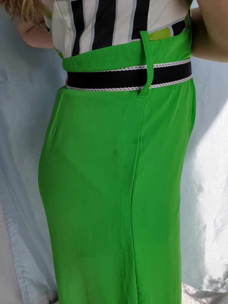 Vintage 90s Retro Dress 1960s look with a 90s feel. Chartreuse skirt, Full Length, slightly higher waste, Gorgeous image 5