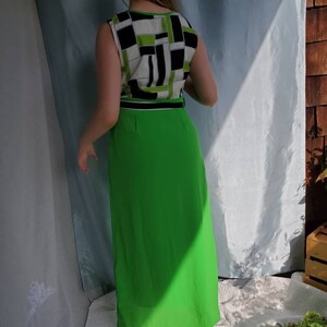 Vintage 90s Retro Dress 1960s look with a 90s feel. Chartreuse skirt, Full Length, slightly higher waste, Gorgeous image 4