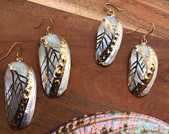 Abalone Shell Earrings - Gold Pearl Pattern
