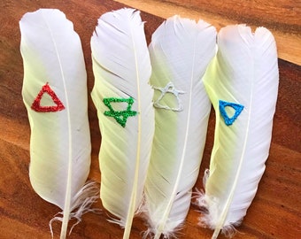 Earth, Air, Fire, Water Feather Decor Craft Feathers