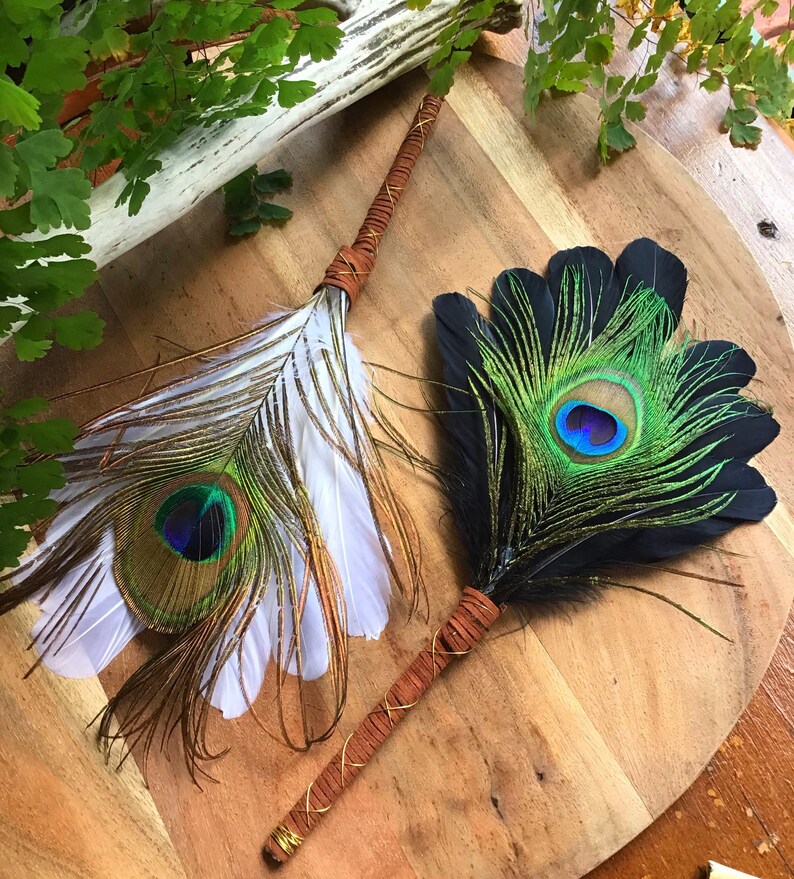 Yin and Yang Smudging Feather Wands Etsy