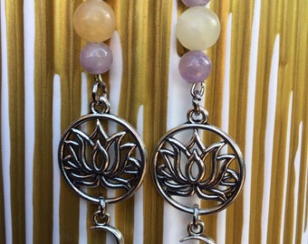 Amethyst and yellow Topaz yoga lotus earrings