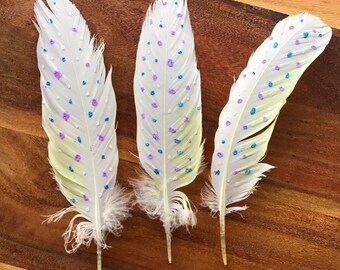 Polka Dot Glitter Craft Feathers
