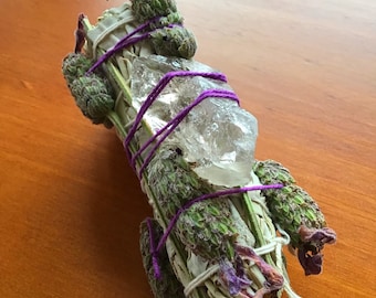 Lavender and Smokey Quartz Smudge Sticks