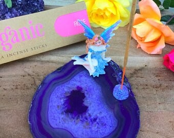 Large Faerie Incense Holder - Purple Agate