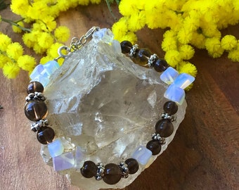 Smokey Quartz Bracelets - Moonstone and Opalite