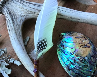 Crystal Cockatoo Smudging Wands- Amethyst, Rose Quartz, Lapis Lazuli