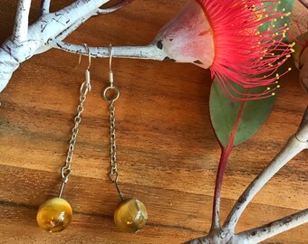 Sterling silver Tigers eye dangle earring