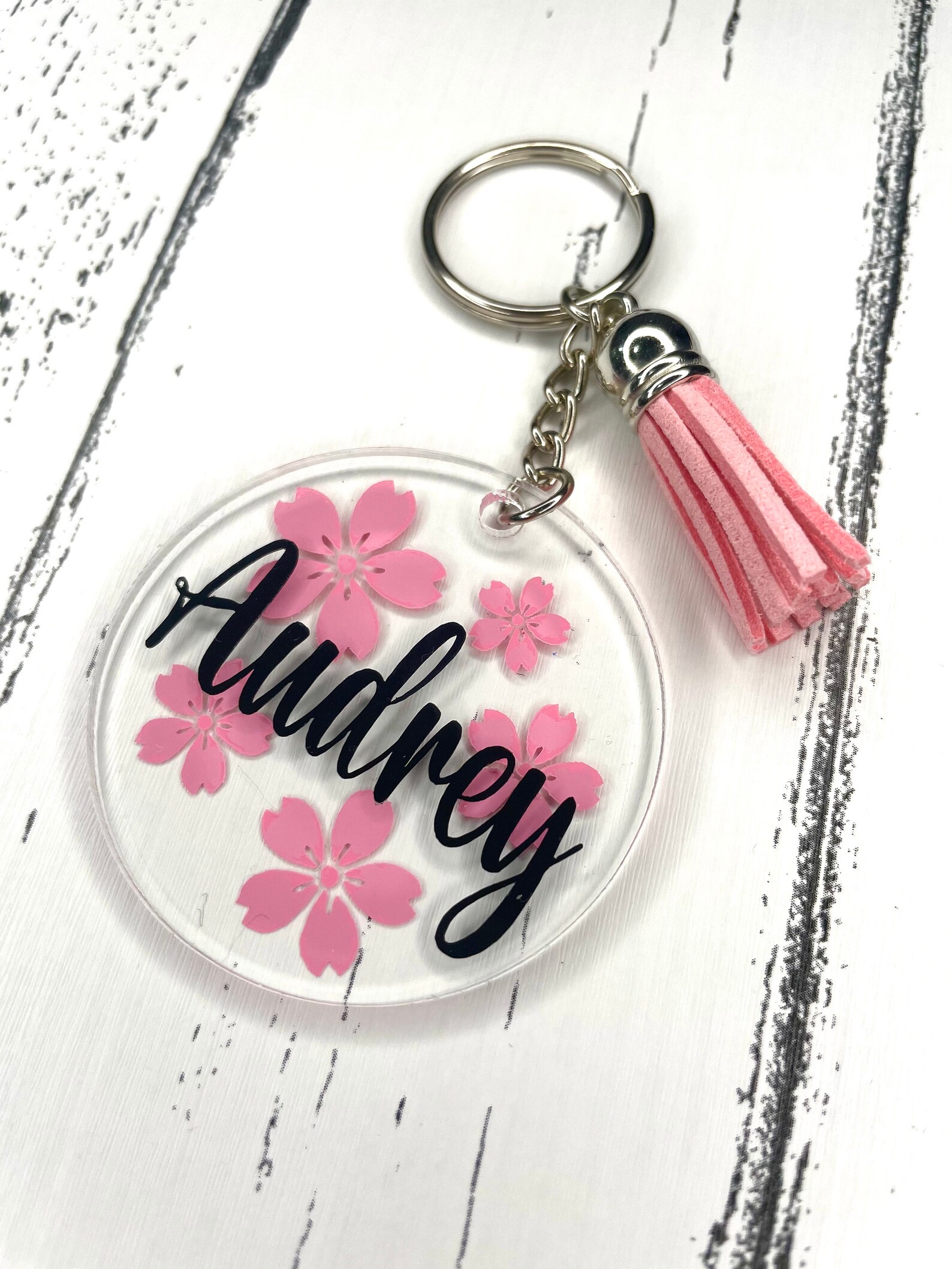 Personalized Cherry Blossom Keychain Sakura Keychain Etsy