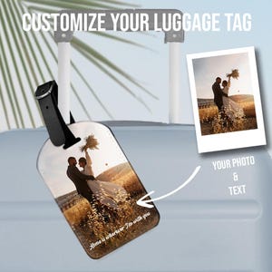 Aangepaste fotobagagelabel, gepersonaliseerde foto reisbagage kofferlabel, bagagelabel, label van imitatieleer