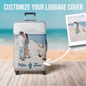 Custom Photo Luggage Cover, Travel Luggage Cover, Personalize Face Suitcase Covers, Customize Luggage Wrap, Suitcase Protector, Travel Bag