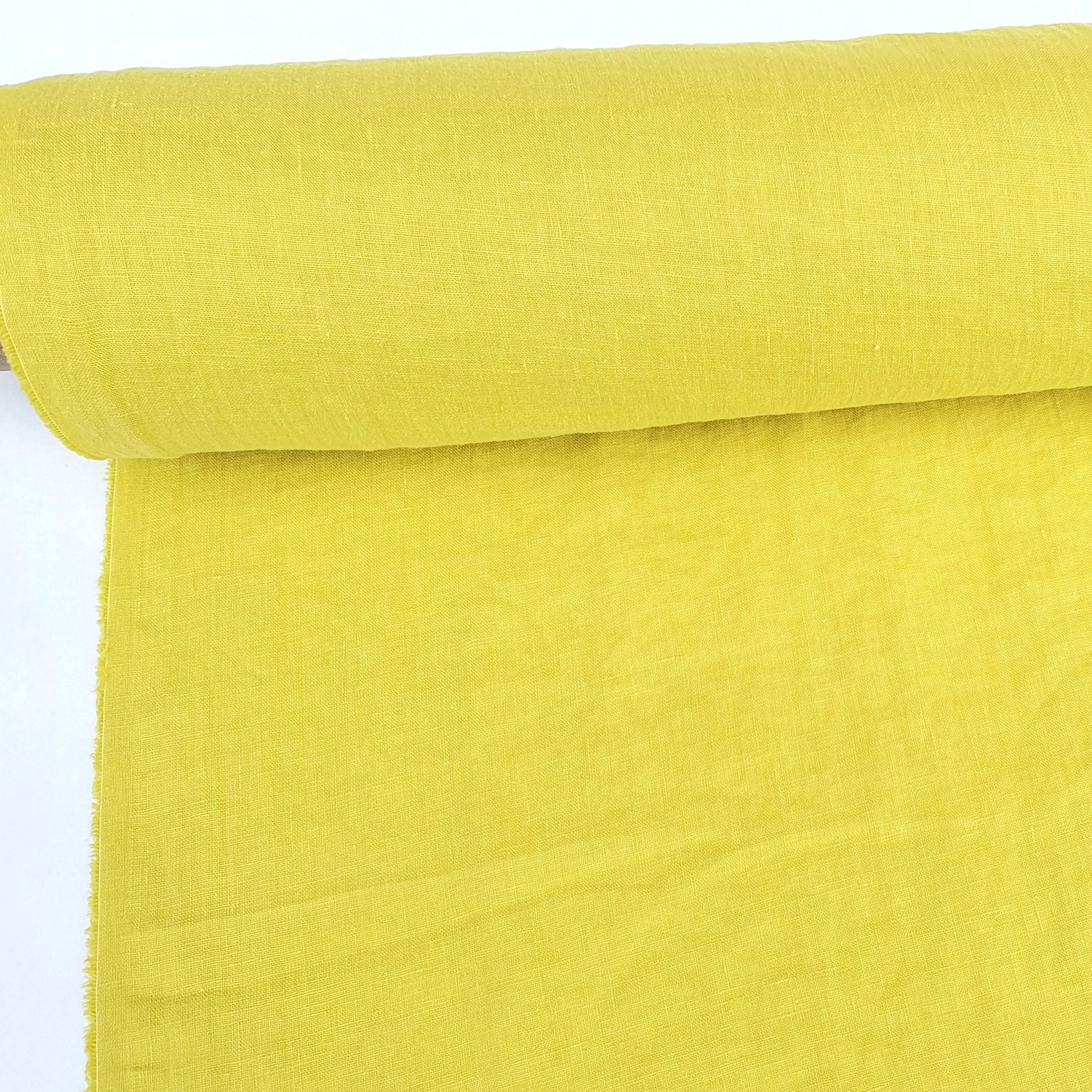 Bright yellow pure linen fabrics by the yard. Very soft linen Etsy