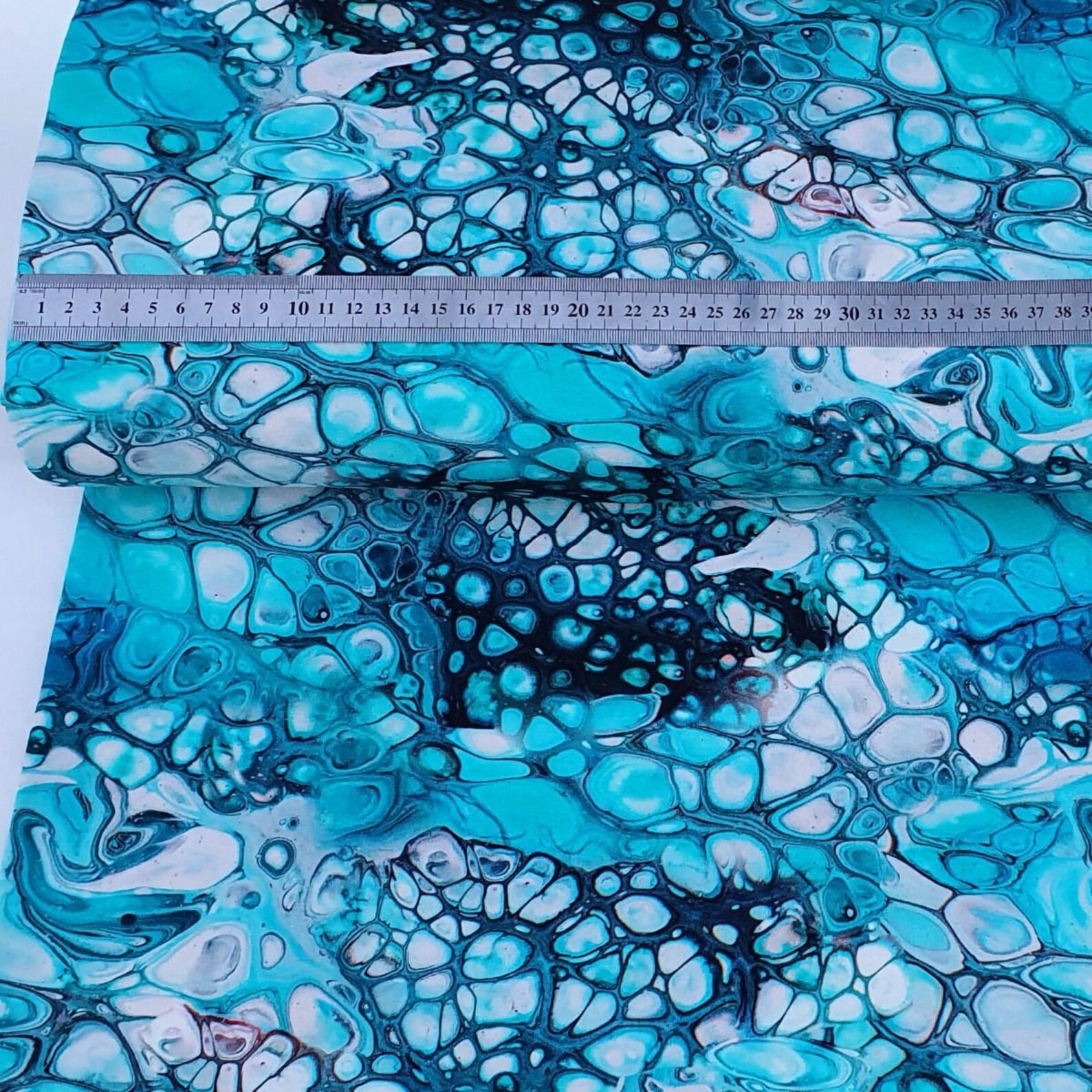 Blue Turquoise Knit Fabric With Abstract Print Jersey Fabric | Etsy