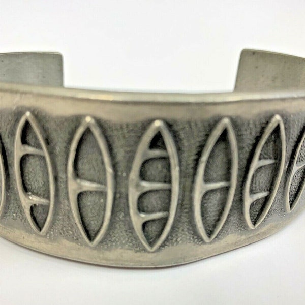 Vintage Brodrene Mylius Pewter 'Ovals' Pattern Cuff Bracelet Norway Size 8 BM C1