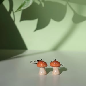 Handmade Polymer Clay Mushroom Earrings | Forest Fairy Jewelry | Cottagecore Toadstool Earrings | Whimsical Woodland Nature Inspired Jewelry