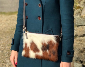 Cowhide Crossbody Bag: Handmade Leather Shoulder Bag, Country Style