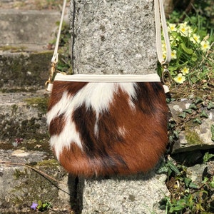 Cowhide Crossbody Bag: Venturi Cream Leather Handbag