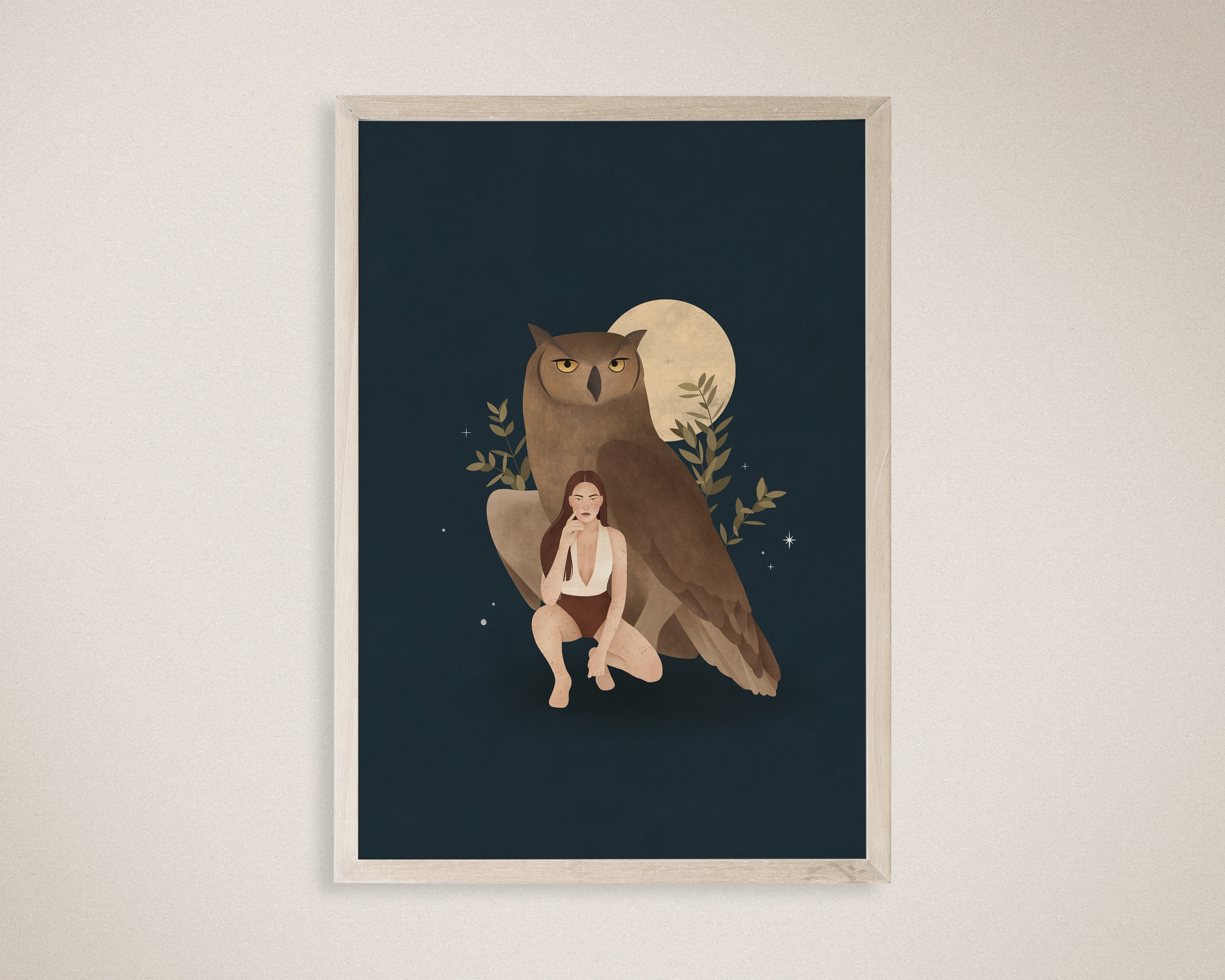 Spirit Animal Guide Owl, Spirit Animal, Owl Totem, Owl Illustration, Female Art, Boho Wall Art, Prin