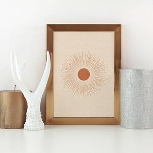 Abstract Sun Art Print, Mid Century Modern, Earth Tone (Digital Download) image 5