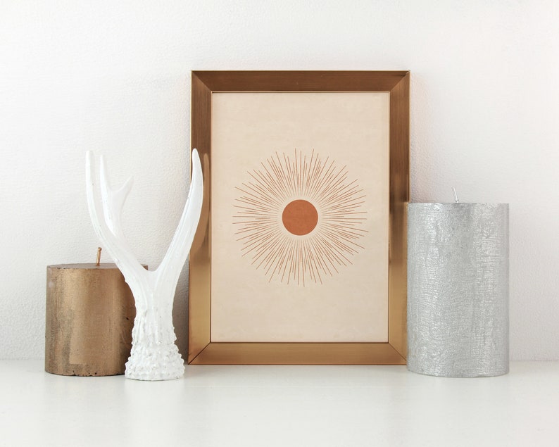 Abstract Sun Art Print, Mid Century Modern, Earth Tone (Digital Download) image 5