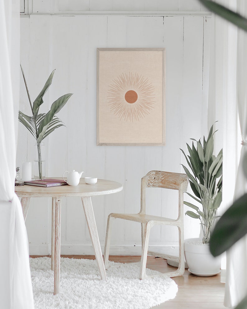 Abstract Sun Art Print, Mid Century Modern, Earth Tone (Digital Download) image 4