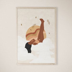 Seja o suficiente para si mesmo primeiro, arte de amor próprio, arte feminina, mulher, plantas, tons de terra, impressão em terracota, arte de parede para impressão, download instantâneo